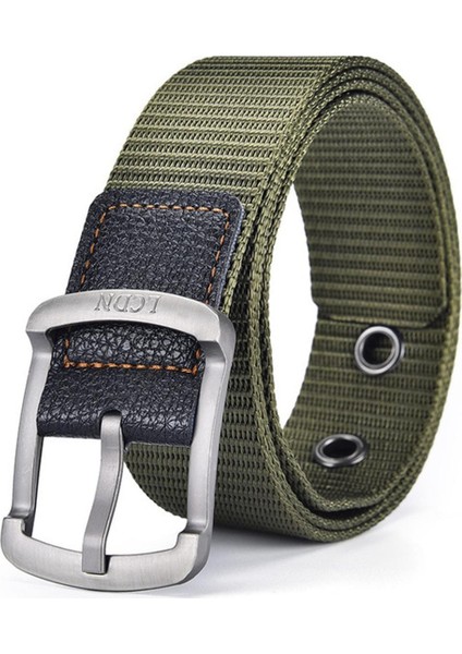 Gençlik Öğrenci Tuval Moda Çizgili Erkek Kemer Erkek Kot Kemer Rahat Dekoratif Paslanmaz Çelik Kemer (Yurt Dışından)