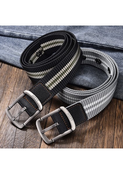 Gençlik Öğrenci Tuval Moda Çizgili Erkek Kemer Erkek Kot Kemer Rahat Dekoratif Paslanmaz Çelik Kemer (Yurt Dışından) fırsatları