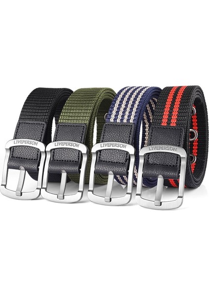 Gençlik Öğrenci Tuval Moda Çizgili Erkek Kemer Erkek Kot Kemer Rahat Dekoratif Paslanmaz Çelik Kemer (Yurt Dışından) indirimleri