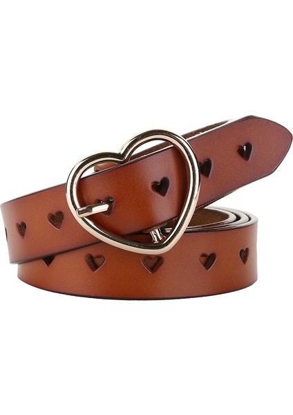 Hakiki Deri Kalp Şeklinde Sığır Derisi Kadın Kemerleri Kahverengi Kadın Kot Kemer (Yurt Dışından)