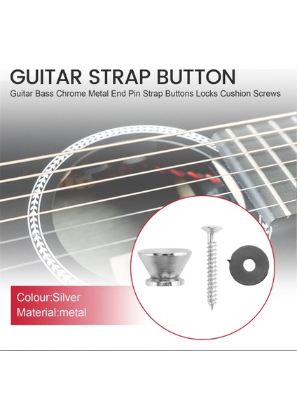 Gitar Bas Krom Metal Uç Pimi Askı Düğmeleri Kilitler Yastık Vidaları (16 Adet) (Yurt Dışından)