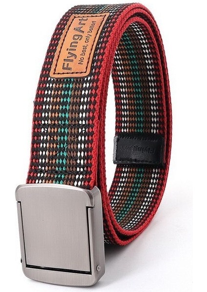 Genç Erkek Kemerleri Renkli Slayt Toka Bel Kayışı Kanvas Nefes Kot Aksesuarları Kovboy Sokak Eğlence Unisex (Yurt Dışından)