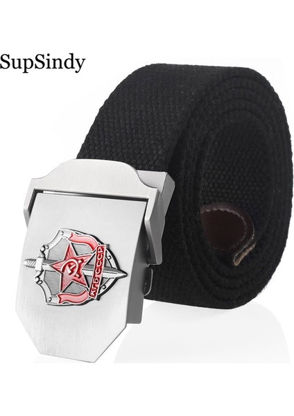 Supsindy Adam Kanvas Kemer 3D Sovyet Kgb Metal Toka Kot Kemerler Erkekler Için Cccp Ordu Askeri Taktik Kemerler Erkek Kayış Siyah (Yurt Dışından) fiyatları