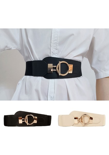 Moda Geniş Bel Mühür Kemerler Elastik Bant Büyük Altın Tokalı Kemer Bayanlar Dekorasyon Ceket Kazak Kemer Kuşak Kuşağı Hediye (Yurt Dışından)