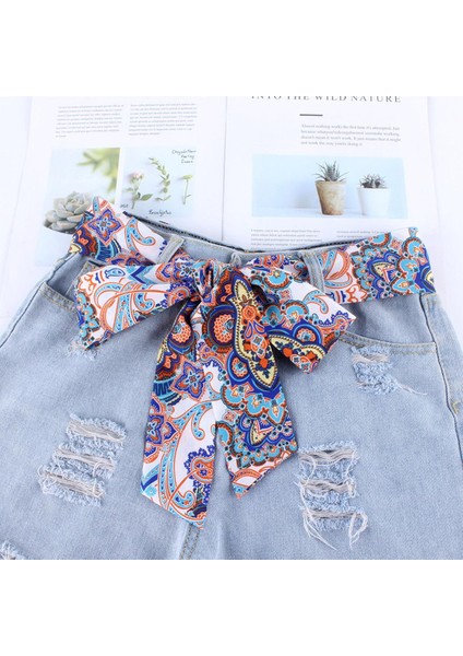 Yeni Moda Kadın Kumaş Tasarımcıları Kemerler Şerit Şifon Baskı Elbiseler Için Düğüm Halat Kot Geniş Kemer Kemerleri (Yurt Dışından)