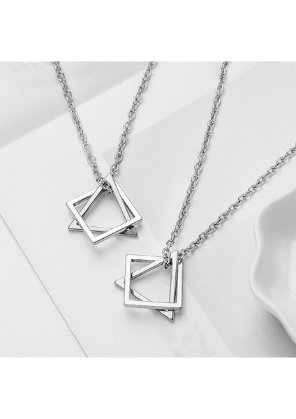 Rinhoo Trendy Kilitli Kare Üçgen Kolye Erkekler Için Paslanmaz Çelik Geometrik Istifleme Sokak Hip Hop Kaya Kolye (Yurt Dışından) modelleri