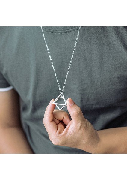 Rinhoo Trendy Kilitli Kare Üçgen Kolye Erkekler Için Paslanmaz Çelik Geometrik Istifleme Sokak Hip Hop Kaya Kolye (Yurt Dışından) fırsatları