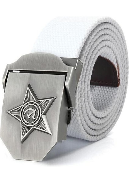 Bokadiao Menampwomen Kanvas Kemer Lüks Cccp 3D Beş Işınları Yıldız Metal Toka Kot Kemer Ordu Taktik Kemerler Erkek Askeri Kayış (Yurt Dışından)