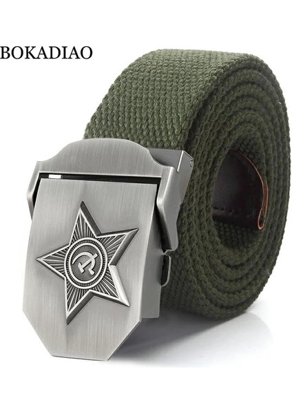Bokadiao Menampwomen Kanvas Kemer Lüks Cccp 3D Beş Işınları Yıldız Metal Toka Kot Kemer Ordu Taktik Kemerler Erkek Askeri Kayış (Yurt Dışından) fiyatları