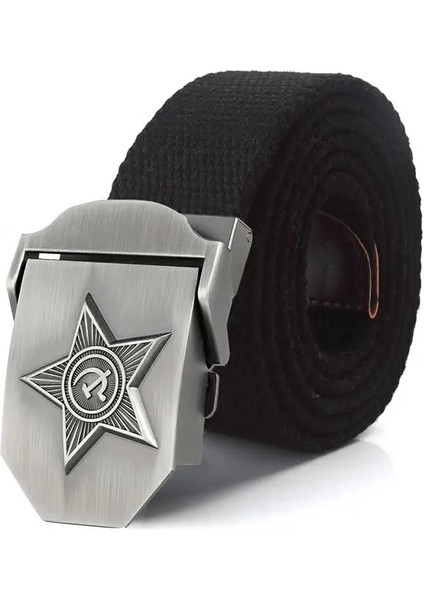 Bokadiao Menampwomen Kanvas Kemer Lüks Cccp 3D Beş Işınları Yıldız Metal Toka Kot Kemer Ordu Taktik Kemerler Erkek Askeri Kayış (Yurt Dışından) modelleri