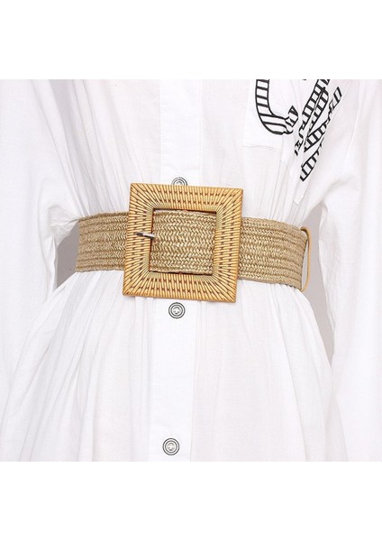 Yeni Kadın Plaj Bohemia Elastik Kemer Kuşak Kare Toka Örgülü Kemer Yaz Elbisesi Kadın Kore Moda Kayışı (Yurt Dışından)