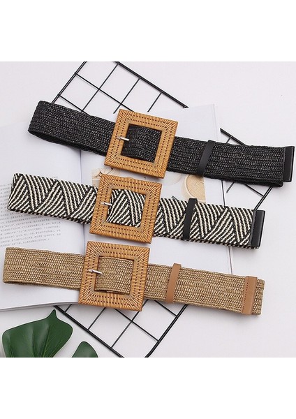 Yeni Kadın Plaj Bohemia Elastik Kemer Kuşak Kare Toka Örgülü Kemer Yaz Elbisesi Kadın Kore Moda Kayışı (Yurt Dışından) indirimleri