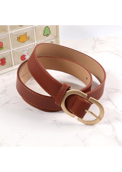 Yeni Klasik Retro Moda Tüm Maç Deri Hafif Vücut Yuvarlak Toka Basit Daire Pin Kemerler Kadınlar Için Moda Kot Kadın (Yurt Dışından)