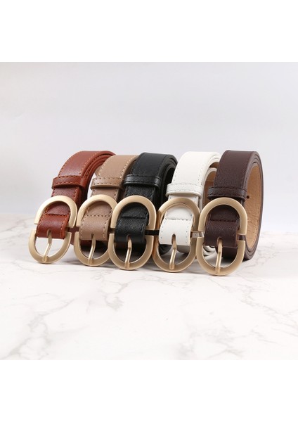 Yeni Klasik Retro Moda Tüm Maç Deri Hafif Vücut Yuvarlak Toka Basit Daire Pin Kemerler Kadınlar Için Moda Kot Kadın (Yurt Dışından) fırsatları