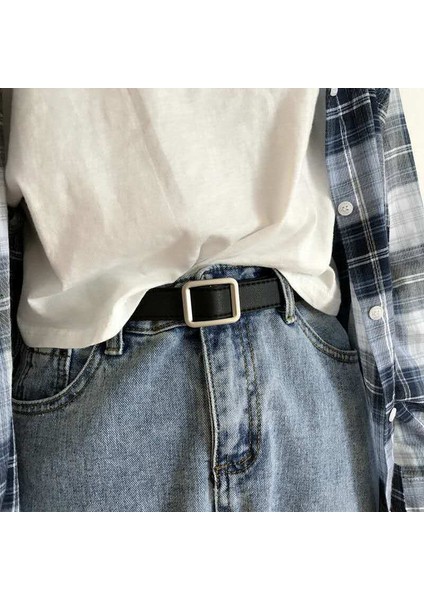 Öğrenci Bayanlar Kemer Gözeneksiz Kemer Kadın Vahşi Retro Moda Basit Bayanlar Kare Toka Ince Bel Kemeri Deve Rengi (Yurt Dışından) fiyatları
