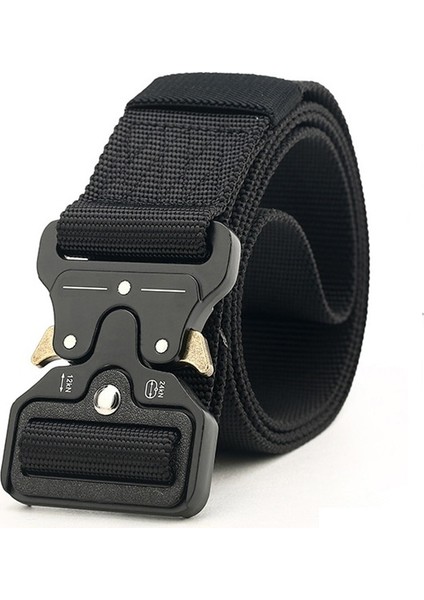 Ordu Kanvas Kemer Erkekler Taktik Tasarımcı Kemerleri Kot Pantolon Için Elastik Naylon 3.8 cm Geniş Kemer Siyah Metal Toka Bel Kemeri (Yurt Dışından)