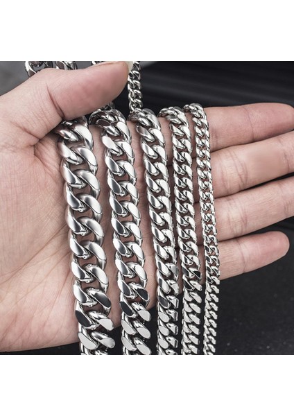 Hnsp Büyük Boy 14 mm Paslanmaz Çelik Zincir Küba Kolye Erkekler Için Boyun Punk Takı Erkek Zincirler (Yurt Dışından)