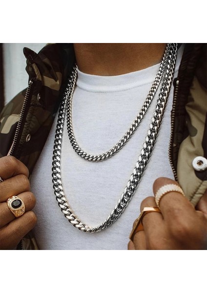 Hnsp Büyük Boy 14 mm Paslanmaz Çelik Zincir Küba Kolye Erkekler Için Boyun Punk Takı Erkek Zincirler (Yurt Dışından) fiyatları