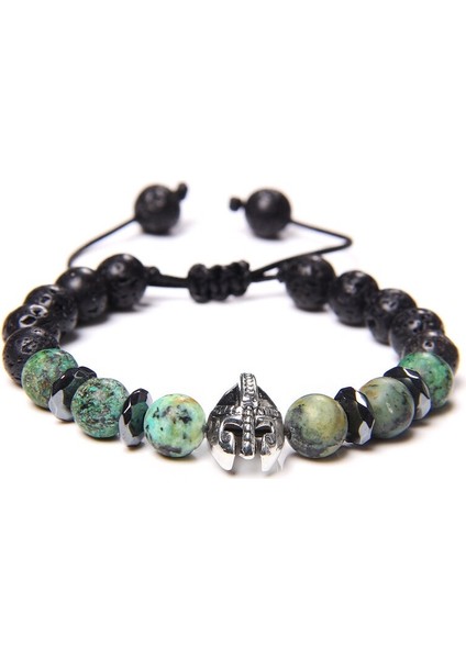 Doğal Taş Spartan Maske Charm Örgülü Bilezik Ayarlanabilir Halat Uzunluğu Kantaşı Resim Taş Boncuklu Cesur Erkekler Için Bilezikler (Yurt Dışından) fiyatları