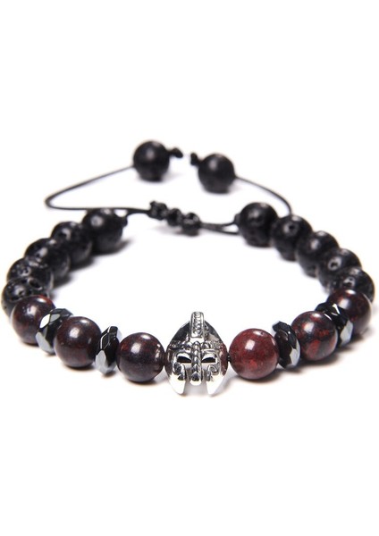 Doğal Taş Spartan Maske Charm Örgülü Bilezik Ayarlanabilir Halat Uzunluğu Kantaşı Resim Taş Boncuklu Cesur Erkekler Için Bilezikler (Yurt Dışından) modelleri