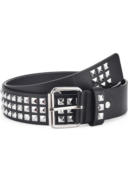 2022 Yeni Lüks Kare Başlı Perçin Kemer Metal Piramit Sapanlar Erkekler ve Kadınlar Punk Rock Donanım Kot Tasarımcısı Kadın Bel Kemerleri (Yurt Dışından)