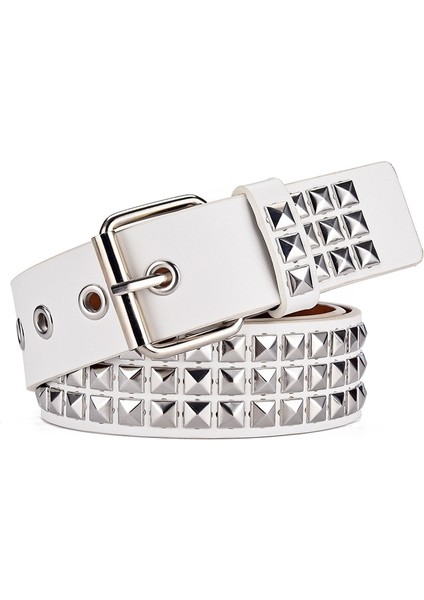 2022 Yeni Lüks Kare Başlı Perçin Kemer Metal Piramit Sapanlar Erkekler ve Kadınlar Punk Rock Donanım Kot Tasarımcısı Kadın Bel Kemerleri (Yurt Dışından) modelleri