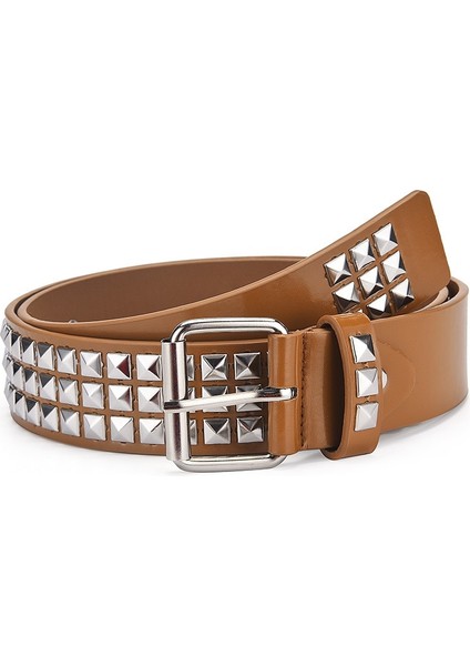 2022 Yeni Lüks Kare Başlı Perçin Kemer Metal Piramit Sapanlar Erkekler ve Kadınlar Punk Rock Donanım Kot Tasarımcısı Kadın Bel Kemerleri (Yurt Dışından) fırsatları