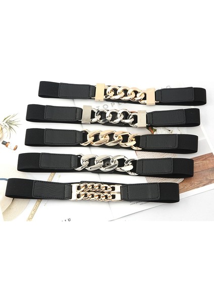 Lüks Altın Zincir Kemer Elastik Gümüş Metal Bel Kemerleri Kadınlar Için Yüksek Kaliteli Streç Bayanlar Ceket Ketting Riem Kemer 2.3 cm (Yurt Dışından) fiyatları