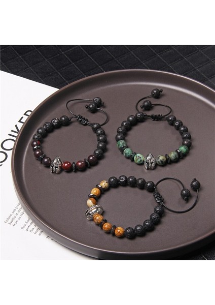 Doğal Taş Spartan Maske Charm Örgülü Bilezik Ayarlanabilir Halat Uzunluğu Kantaşı Resim Taş Boncuklu Cesur Erkekler Için Bilezikler (Yurt Dışından) indirimleri