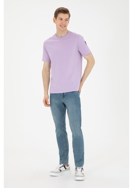 Erkek Lila Basic T-Shirt 50284618-Vr034