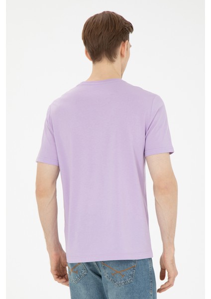 Erkek Lila Basic T-Shirt 50284618-Vr034