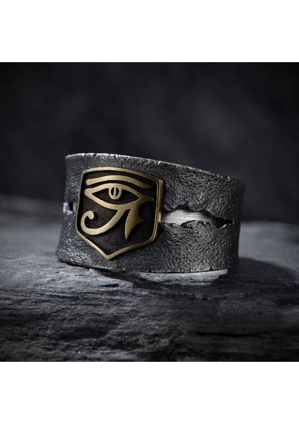 Vintage Antik Mısır Mitolojisinde Horus'un Gözü Her Şeyi Gören Göz Sembolü Metal Açık Yüzükler Erkekler Için Glamour Punk Muska Takı (Yurt Dışından) fırsatları