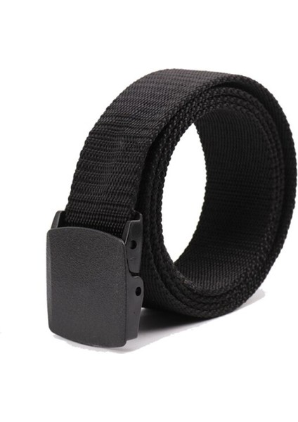 Askeri Erkek Kemer Kadın Asker Kemeri Taktik Geniş Bel Kemerleri Plastik Toka Açık Siyah Kuşak Naylon Seyahat 120 cm 130 cm (Yurt Dışından)