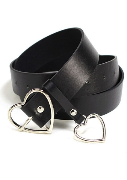 Moda Kadın Pu Deri Kemer Kalp Kadın Sevimli Siyah Harajuku Kemer Bayan Pantolon Parti Elbise Kalp Kemerler Kot (Yurt Dışından) fırsatları