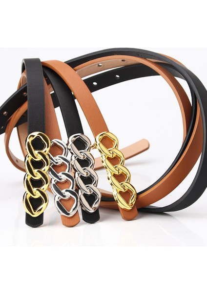 Moda Altın Gümüş Metal Toka Kadın Kemerler Zincir Toka Deri Ince Kemer Elbise Gömlek Kadın Bayanlar Kızlar Için Kemerler (Yurt Dışından)