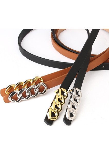 Moda Altın Gümüş Metal Toka Kadın Kemerler Zincir Toka Deri Ince Kemer Elbise Gömlek Kadın Bayanlar Kızlar Için Kemerler (Yurt Dışından) modelleri