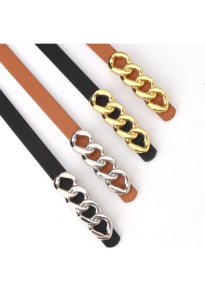 Moda Altın Gümüş Metal Toka Kadın Kemerler Zincir Toka Deri Ince Kemer Elbise Gömlek Kadın Bayanlar Kızlar Için Kemerler (Yurt Dışından) fırsatları