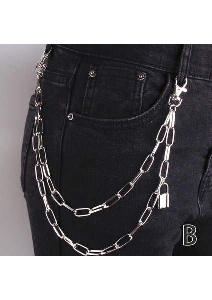 Kadın Erkek Anahtar Zinciri Pantolon Kemer Anahtarlık Klipsli Zincirler Pantolon Punk Kot Hipster Hip Hop Takı (Yurt Dışından)