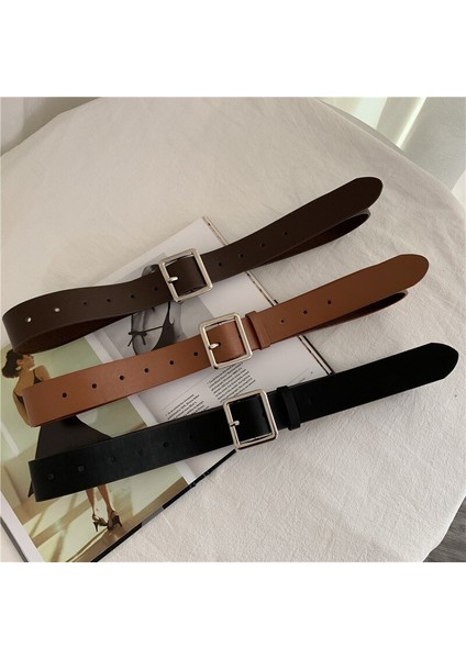 Pu Deri Kemer Kadınlar Için Kare Toka Pin Toka Kot Siyah Kemer Şık Lüks Marka Bayanlar Vintage Kayış Kadın Kemer (Yurt Dışından) fırsatları