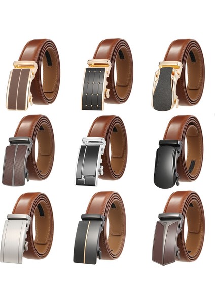 3.5 cm Genişlik Yüksek Kaliteli Inek Hakiki Deri Kemer Erkekler Için Iş Metal Otomatik Toka Cırcır Koyu Kahverengi Erkek Kemerleri G183 (Yurt Dışından) fiyatları