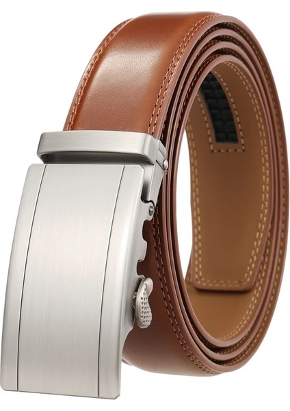 3.5 cm Genişlik Yüksek Kaliteli Inek Hakiki Deri Kemer Erkekler Için Iş Metal Otomatik Toka Cırcır Koyu Kahverengi Erkek Kemerleri G183 (Yurt Dışından) modelleri