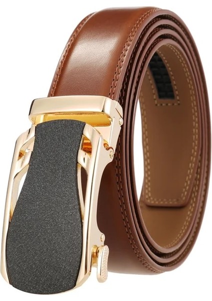 3.5 cm Genişlik Yüksek Kaliteli Inek Hakiki Deri Kemer Erkekler Için Iş Metal Otomatik Toka Cırcır Koyu Kahverengi Erkek Kemerleri G183 (Yurt Dışından) indirimleri