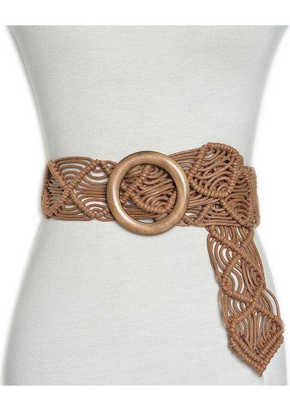 Vintage Geniş Bohemian Kemerler Kadınlar Için Yuvarlak Ahşap Toka Dokuma Örgülü Halat Kemer Kadın Rahat Tığ Boho Elbise Kemer (Yurt Dışından) fiyatları