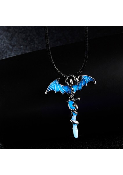 Rinhoo Vintage Sihirli Steampunk Parlayan Aydınlık Punk Ejderha Kolye Kolye Erkek Takı Karanlıkta Parlayan Kolye Kolye (Yurt Dışından) modelleri