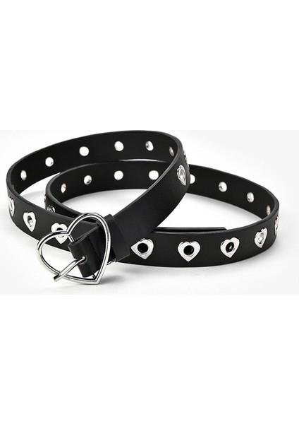 Kadın Kemer Moda Deri Punk Kemer Ayarlanabilir Aşk Kalp Delikli Lüks Tasarımcı Toka Kemer Elbise Kot Için Serin Erkek Kız (Yurt Dışından)