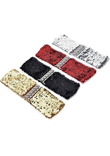 1 Adet Ücretsiz Boyut Parlak Geniş Esnek Kemer Kadın Kuşak Yüksek Moda Metalik Payet Kadın Elbise Kemerleri/siyah (Yurt Dışından) fiyatları