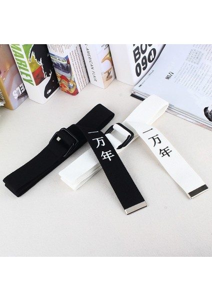 Erkekler Kemer Kanvas Öğrenci Harajuku Çince Karakterler Kişilik Metin Çift Toka Rahat Unisex Kanvas Çift Tokalı Kemer (Yurt Dışından) fırsatları