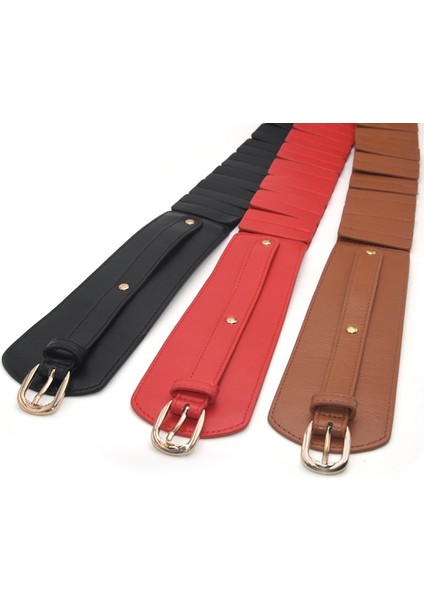 Bayanlar Geniş Kemer Elastik Vintage Toka Deri Kemer Geniş Moda Vahşi Pin Toka Kadın Bel Kemeri (Yurt Dışından) modelleri