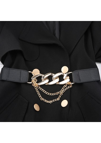 Lüks Marka Altın Zincir Kemer Elastik Gümüş Metal Bel Kemerleri Kadınlar Için Yüksek Kaliteli Streç Bayanlar Ceket Ketting Riem Kemer (Yurt Dışından) fırsatları