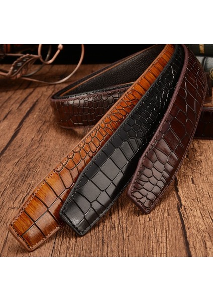 Ilk Katman Timsah Desen Deri 3.5 cm MEN39S Kemer Gövdesi Yeni Lüks Marka Yüksek Kalite Hiçbir Toka Askı Ceinture (Yurt Dışından) modelleri